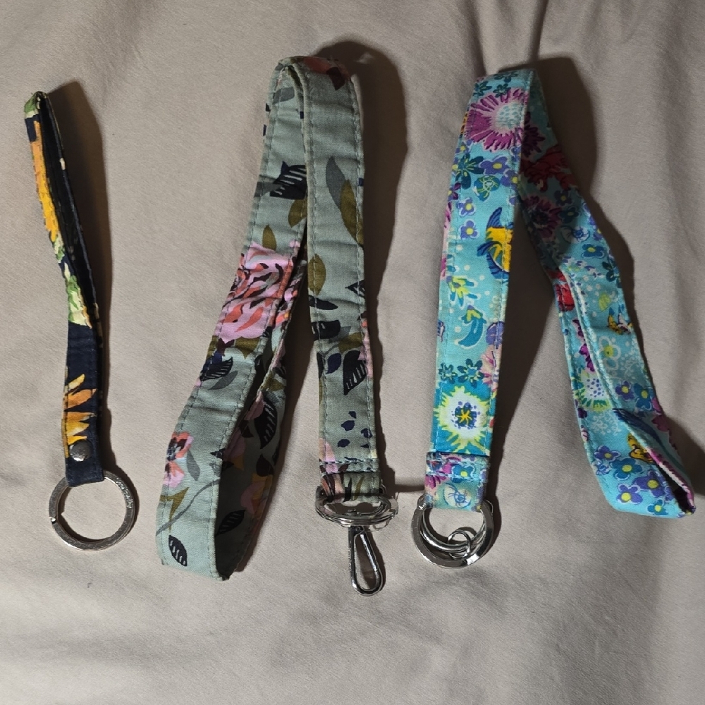 Vera Bradley Floral Wristlet Keychains Set Of 3
